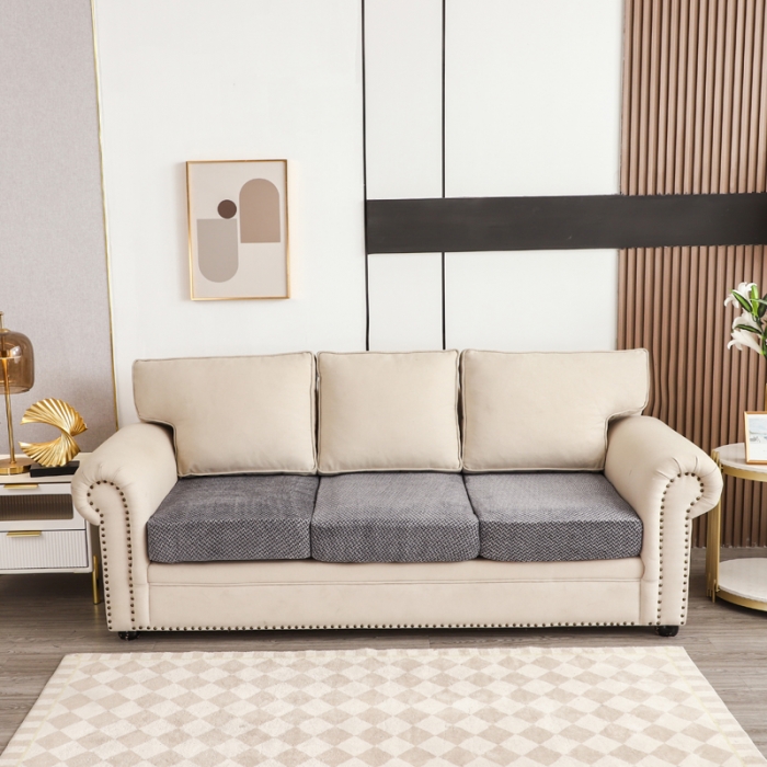 91家纺网 家纺一手货源 找家纺 兴妮雅家纺 2023新款雪尼尔坐垫套沙发笠弹力全包冬季加厚沙发坐垫套 深灰