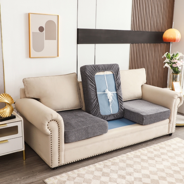 91家纺网 家纺一手货源 找家纺 兴妮雅家纺 2023新款雪尼尔坐垫套沙发笠弹力全包冬季加厚沙发坐垫套 深灰