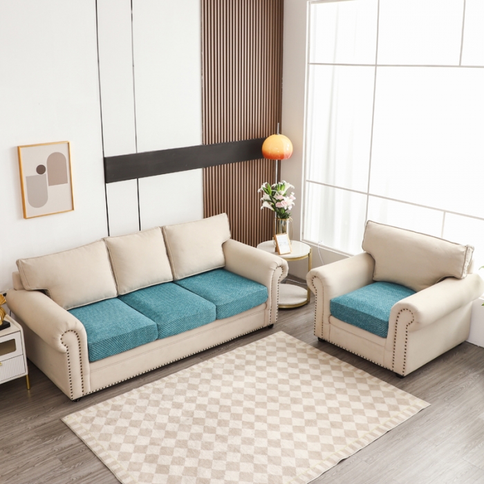 91家纺网 家纺一手货源 找家纺 兴妮雅家纺 2023新款雪尼尔坐垫套沙发笠弹力全包冬季加厚沙发坐垫套 翠绿