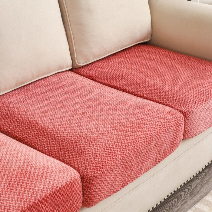 91家纺网 家纺一手货源 找家纺 兴妮雅家纺 2023新款雪尼尔坐垫套沙发笠弹力全包冬季加厚沙发坐垫套 砖红