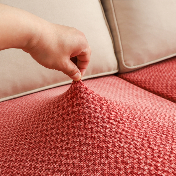 91家纺网 家纺一手货源 找家纺 兴妮雅家纺 2023新款雪尼尔坐垫套沙发笠弹力全包冬季加厚沙发坐垫套 砖红