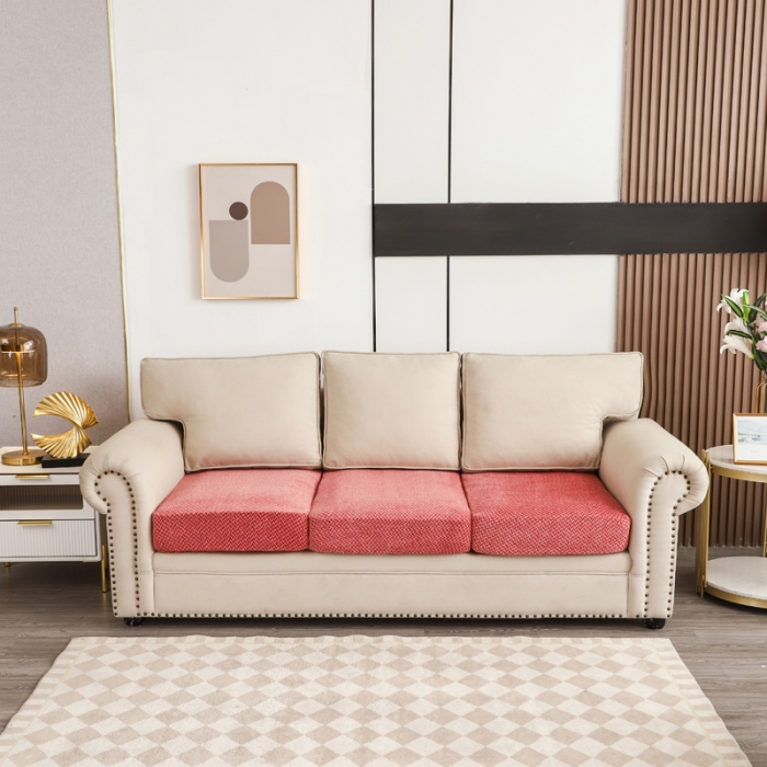 91家纺网 家纺一手货源 找家纺 兴妮雅家纺 2023新款雪尼尔坐垫套沙发笠弹力全包冬季加厚沙发坐垫套 砖红