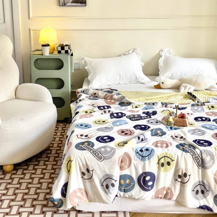 91家纺网 家纺一手货源 找家纺 绒梦里 A类有氨小凉皮印花凉感冰豆豆夏被直播爆款夏凉被空调被