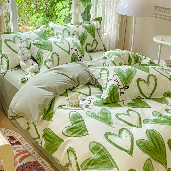 91家纺网 家纺一手货源 找家纺 金鑫汇 2022新款喷气全棉被套 抹茶奶绿