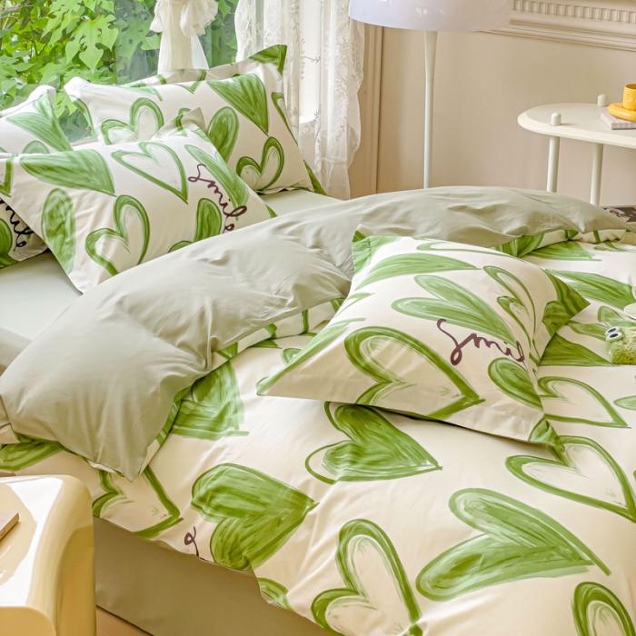 91家纺网 家纺一手货源 找家纺 金鑫汇 2022新款喷气全棉被套 抹茶奶绿