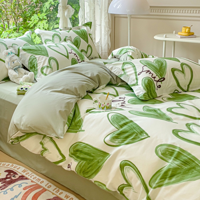 91家纺网 家纺一手货源 找家纺 金鑫汇 2022新款喷气全棉被套 抹茶奶绿