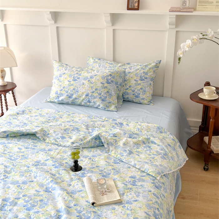 91家纺网 家纺一手货源 找家纺 棉眠 2023 全棉夏被 和风蓝夏被