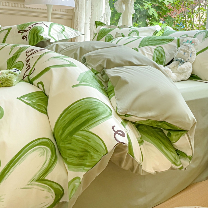 91家纺网 家纺一手货源 找家纺 金鑫汇 2022新款喷气全棉被套 抹茶奶绿