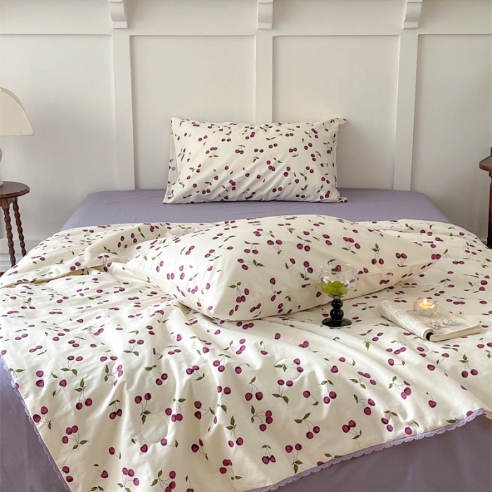 91家纺网 家纺一手货源 找家纺 棉眠 2023 全棉夏被 车厘紫夏被