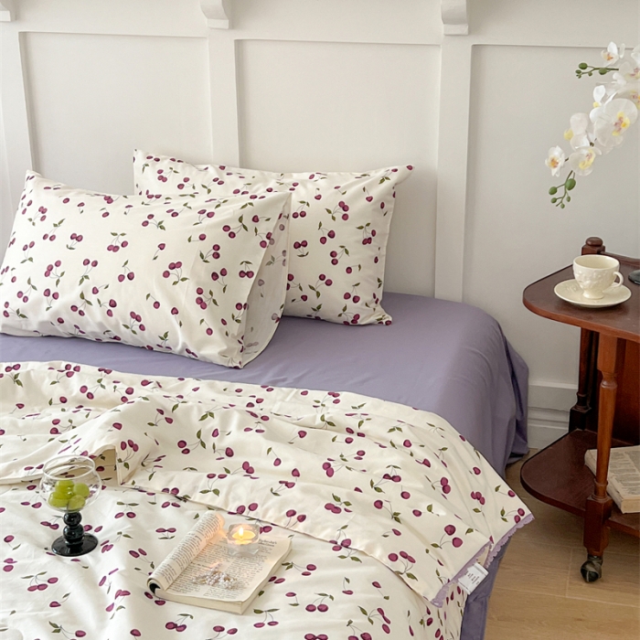 91家纺网 家纺一手货源 找家纺 棉眠 2023 全棉夏被 车厘紫夏被