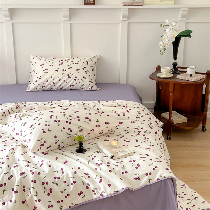 91家纺网 家纺一手货源 找家纺 棉眠 2023 全棉夏被 车厘紫夏被