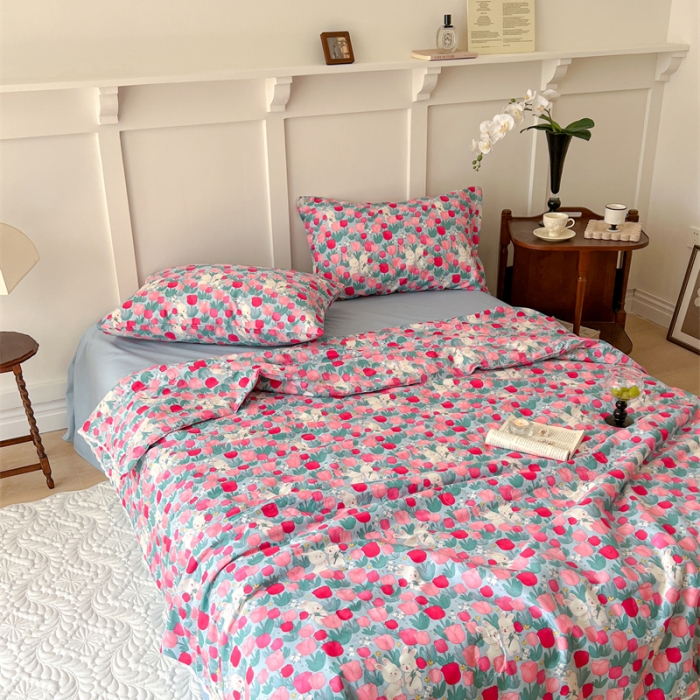 91家纺网 家纺一手货源 找家纺 棉眠 2023 全棉夏被 小桃夏被