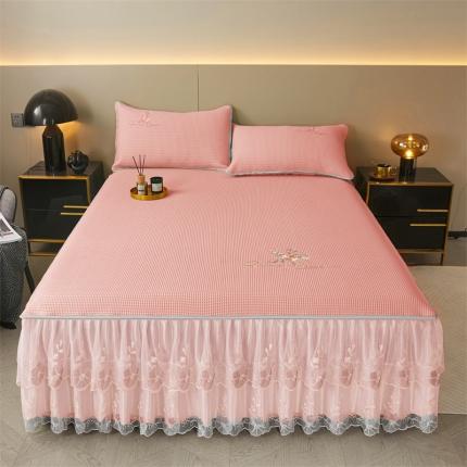 恒爱 2023 刺绣华夫格床裙三件套 豆沙（床裙款）