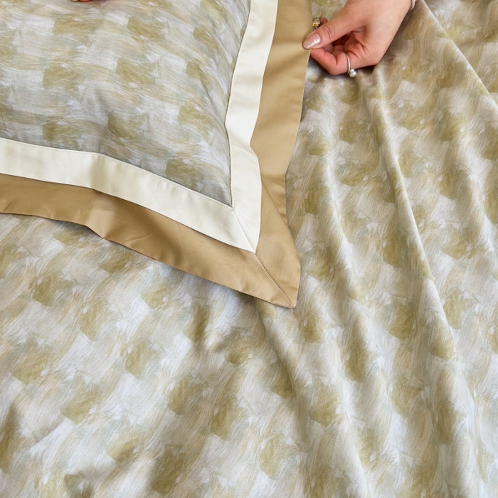 91家纺网 家纺一手货源 找家纺 由丽 2025新款数码印花四件套 香奢 黄