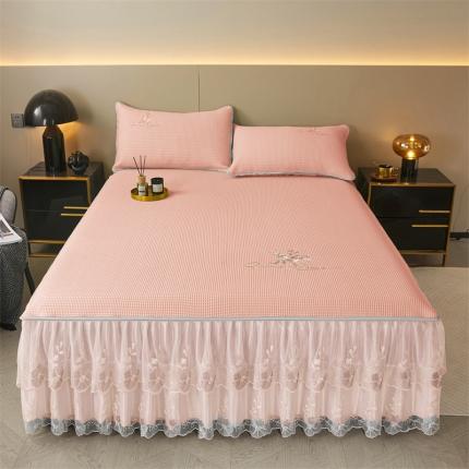 恒爱 2023 刺绣华夫格床裙三件套 玉（床裙款）