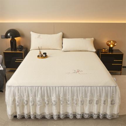 （总）恒爱 2023 刺绣华夫格床裙三件套