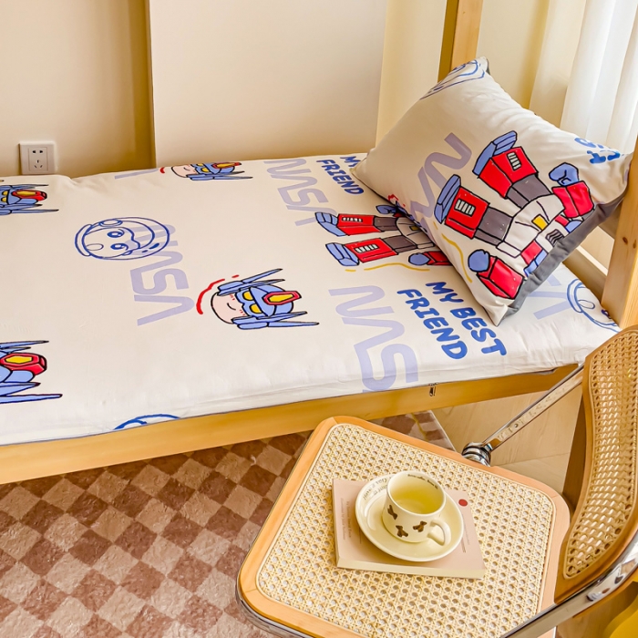 91家纺网 家纺一手货源 找家纺 金丝鸟 2023新款全棉加水晶绒棉加绒床垫套 变形战士