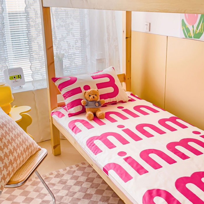 91家纺网 家纺一手货源 找家纺 金丝鸟 2023新款全棉加水晶绒棉加绒床垫套 粉mm