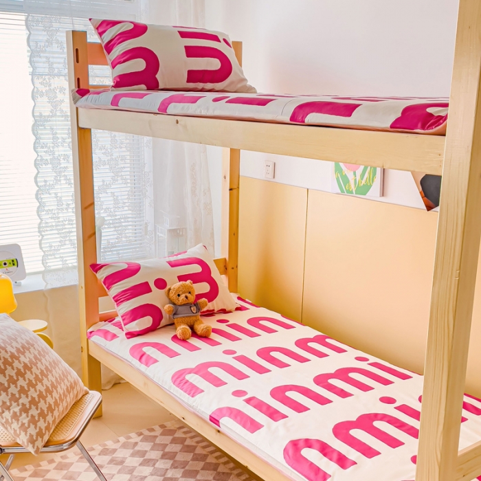 91家纺网 家纺一手货源 找家纺 金丝鸟 2023新款全棉加水晶绒棉加绒床垫套 粉mm