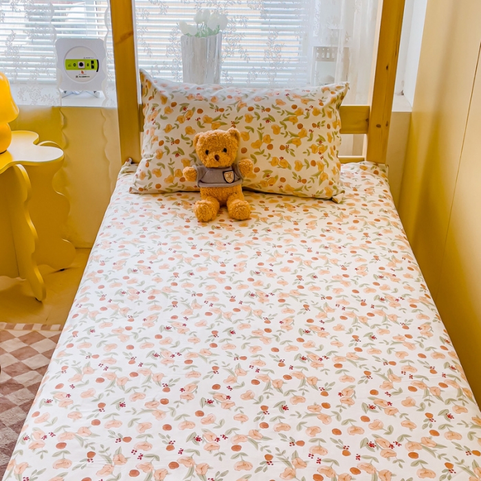 91家纺网 家纺一手货源 找家纺 金丝鸟 2023新款全棉加水晶绒棉加绒床垫套 花千朵