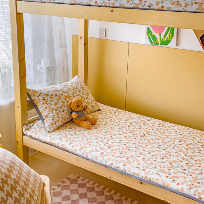 91家纺网 家纺一手货源 找家纺 金丝鸟 2023新款全棉加水晶绒棉加绒床垫套 花千朵