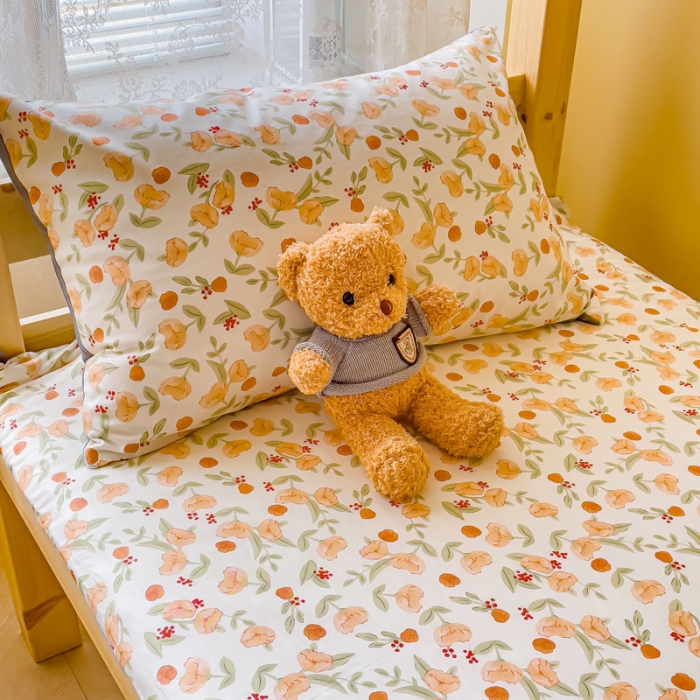 91家纺网 家纺一手货源 找家纺 金丝鸟 2023新款全棉加水晶绒棉加绒床垫套 花千朵