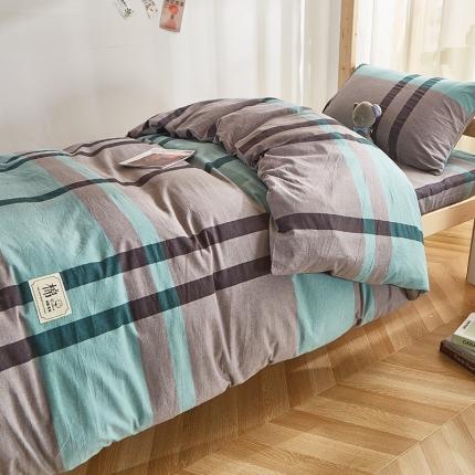 91家纺网 家纺一手货源 找家纺 艾佳宝贝 2023新款开学季上下铺全棉水洗棉套件 柏林绿