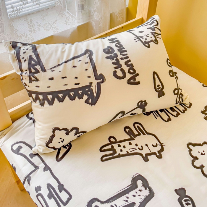 91家纺网 家纺一手货源 找家纺 金丝鸟 2023新款全棉加水晶绒棉加绒床垫套 涂鸦