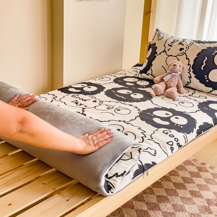 91家纺网 家纺一手货源 找家纺 金丝鸟 2023新款全棉加水晶绒棉加绒床垫套 小煤球