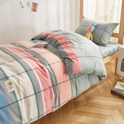 91家纺网 家纺一手货源 找家纺 艾佳宝贝 2023新款开学季上下铺全棉水洗棉套件 彩色格调