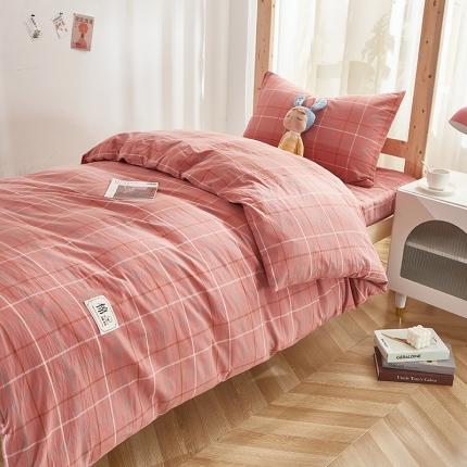 91家纺网 家纺一手货源 找家纺 艾佳宝贝 2023新款开学季上下铺全棉水洗棉套件 格韵粉