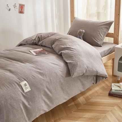 91家纺网 家纺一手货源 找家纺 艾佳宝贝 2023新款开学季上下铺全棉水洗棉套件 灰色