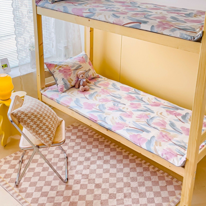 91家纺网 家纺一手货源 找家纺 金丝鸟 2023新款全棉加水晶绒棉加绒床垫套 晕染花香