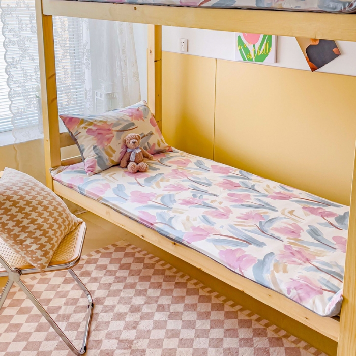 91家纺网 家纺一手货源 找家纺 金丝鸟 2023新款全棉加水晶绒棉加绒床垫套 晕染花香