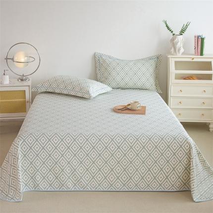 91家纺网 家纺一手货源 找家纺 总 首爱 2025新款原棉老粗布床单款凉席三件套