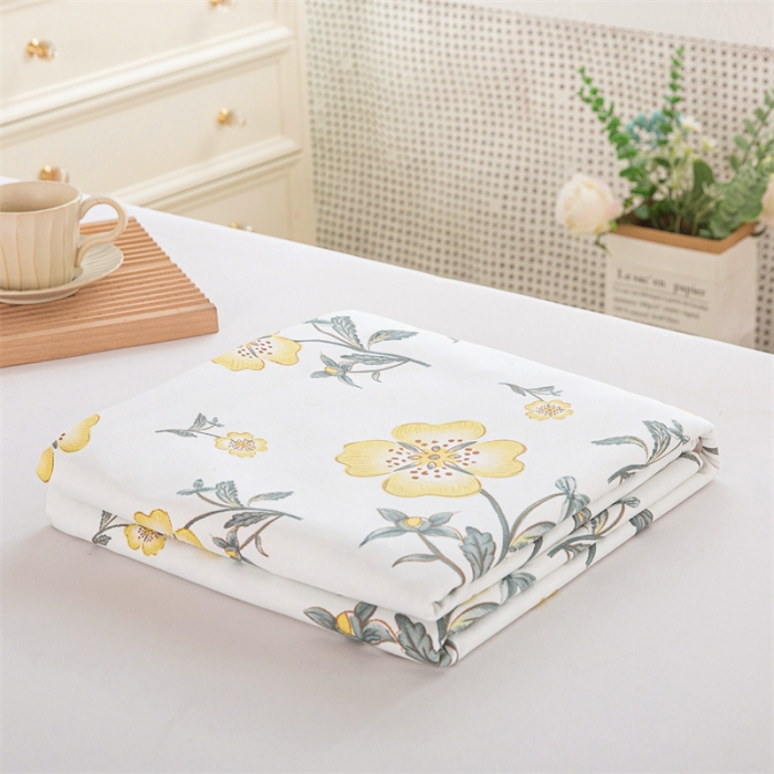 91家纺网 家纺一手货源 找家纺 首爱 2025新款原棉老粗布床单款三件套 春暖花开—黄