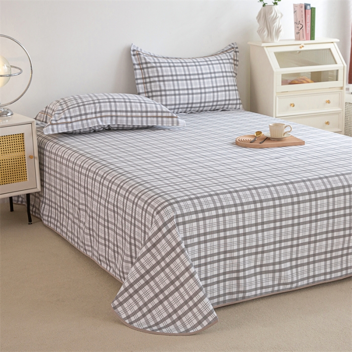 91家纺网 家纺一手货源 找家纺 首爱 2025新款原棉老粗布床单款三件套 高级灰格