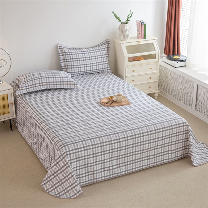 91家纺网 家纺一手货源 找家纺 首爱 2025新款原棉老粗布床单款三件套 高级灰格