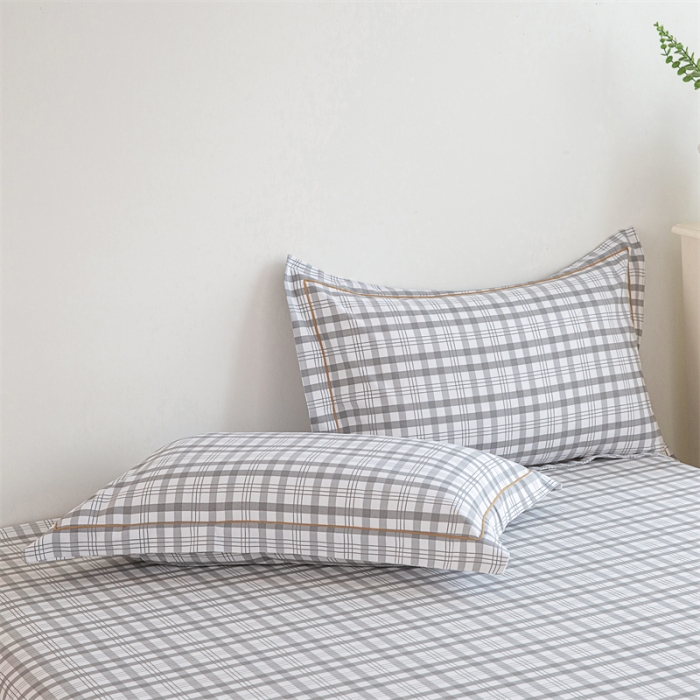 91家纺网 家纺一手货源 找家纺 首爱 2025新款原棉老粗布床单款三件套 高级灰格