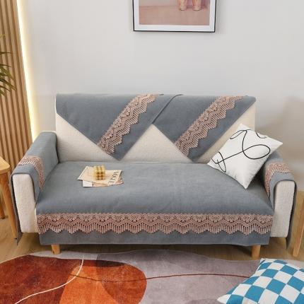 91家纺网 家纺一手货源 找家纺 启博家纺 2023新款雪尼尔纯色防滑沙发垫沙发巾 绅士灰