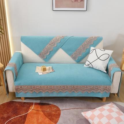 91家纺网 家纺一手货源 找家纺 启博家纺 2023新款雪尼尔纯色防滑沙发垫沙发巾 天空蓝