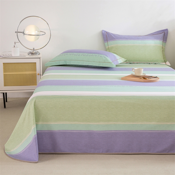 91家纺网 家纺一手货源 找家纺 首爱 2025新款原棉老粗布床单款三件套 简约条