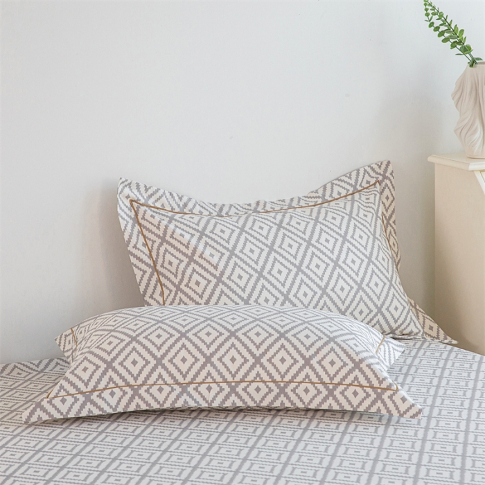 91家纺网 家纺一手货源 找家纺 首爱 2025新款原棉老粗布床单款三件套 时尚格—灰