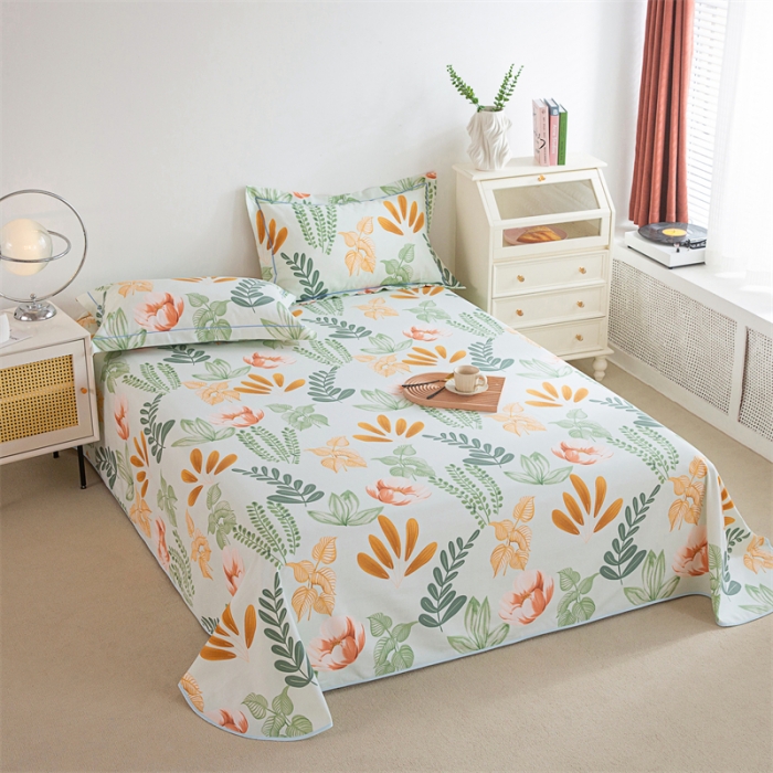 91家纺网 家纺一手货源 找家纺 首爱 2025新款原棉老粗布床单款三件套 夏日暖阳