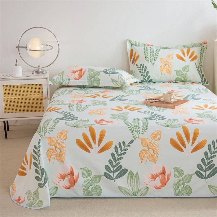 91家纺网 家纺一手货源 找家纺 首爱 2025新款原棉老粗布床单款三件套 夏日暖阳