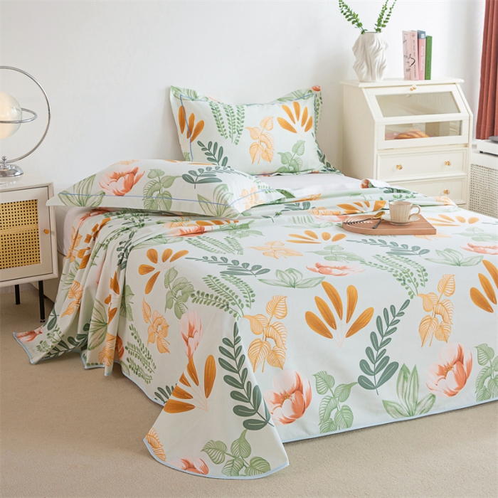 91家纺网 家纺一手货源 找家纺 首爱 2025新款原棉老粗布床单款三件套 夏日暖阳