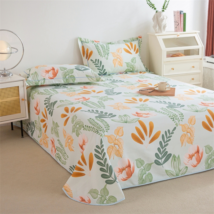 91家纺网 家纺一手货源 找家纺 首爱 2025新款原棉老粗布床单款三件套 夏日暖阳