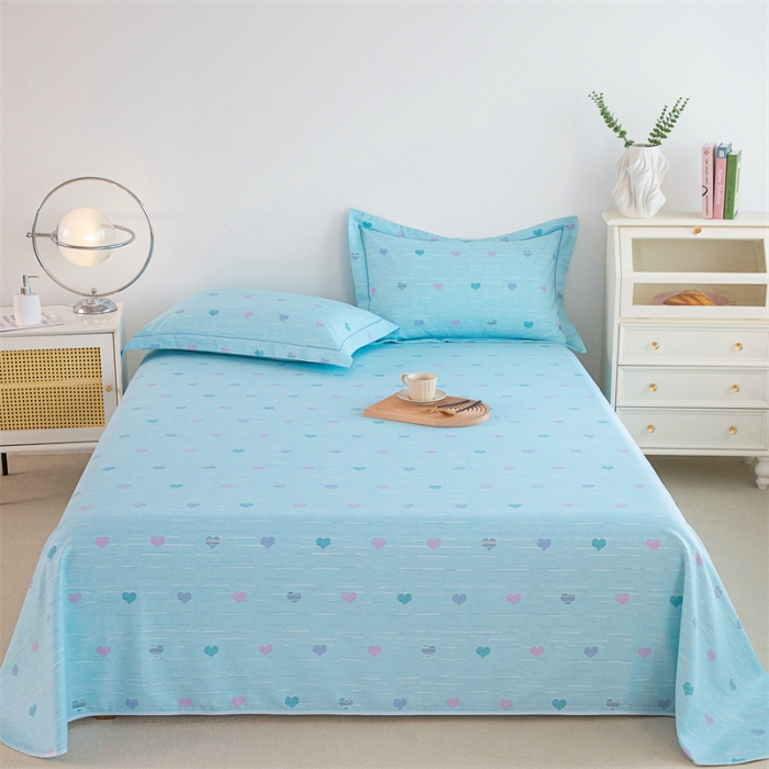 91家纺网 家纺一手货源 找家纺 首爱 2025新款原棉老粗布床单款三件套 心心相印