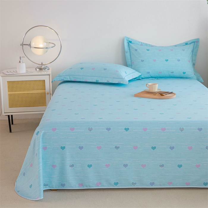 91家纺网 家纺一手货源 找家纺 首爱 2025新款原棉老粗布床单款三件套 心心相印