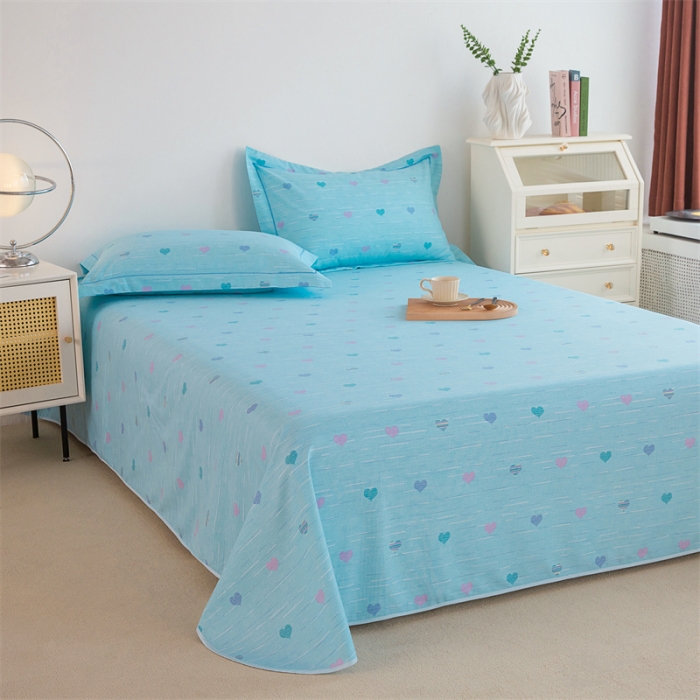 91家纺网 家纺一手货源 找家纺 首爱 2025新款原棉老粗布床单款三件套 心心相印